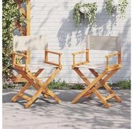 vidaXL Gartenstuhl Klappbare Regiest&uuml;hle 2 Stk. Cremewei&szlig; Stoff (2 St)