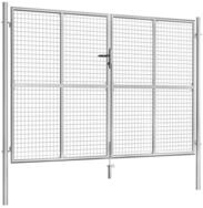 vidaXL Gartentor, Gartent&uuml;r Verzinkter Stahl 306 x 225 cm Silbern