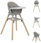Kikkaboo Kombihochstuhl Kinderhochstuhl Woody 3 in 1, Holzbeine Kinderstuhl