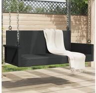 furnicato Gartenbank Schaukelbank aus PE-Rattan Schwarz 119x56x48 cm mit
