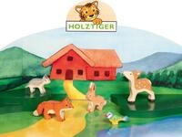 Holztiger Spielwelt Holz-Waldtiere f&uuml;r Kinder &ndash; Kitz, Fuchs, Hase, Wolf,
