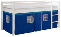 Homestyle4u Hochbett Kinderbett 90x200 Spielbett Jungen Wei&szlig; Blau Rutsche...