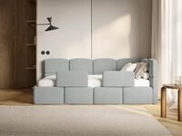 Selsey Kinderbett CLOUDY, Eck-Kopfteil, Matratze & Stauraum, Easy-Clean-Velours,