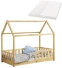 Juskys Kinderbett Marli, 80x160 cm, 3 - 10 Jahre, Rausfallschutz, inkl. Matratze