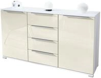 Vladon Sideboard Linio V1 (Anrichte, mit 2 T&uuml;ren und 4 Schubladen), Wei&szlig; matt/Creme