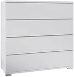 Vladon Kommode Pavos V3 (Sideboard, mit 4 Schubladen), Wei&szlig; matt/Wei&szlig; matt...