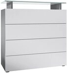 Vladon Kommode Pavos V2 (Kommode, mit 4 Schubladen und Glasablage), Anthrazit