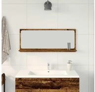 vidaXL Badspiegel, Spiegelablage mit Regal Altholz 90 x 10,5 x 37 cm...