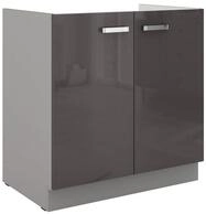 K&uuml;chen-Preisbombe Sp&uuml;lenunterschrank 80 cm K&uuml;che Bianca Grey Grau Hochglanz