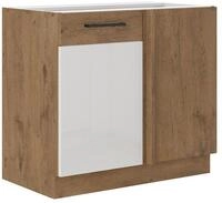 K&uuml;chen-Preisbombe Eckunterschrank 105 K&uuml;che Vigo Hochglanz wei&szlig; Eiche...