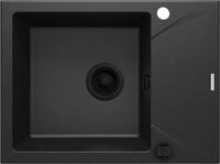 Deante Granitsp&uuml;le Einbausp&uuml;lbecken Schwarz eckig 59 cm Granitoptik mit