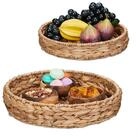 relaxdays Tablett 2-tlg. Tablett Set aus Wasserhyazinthe, Pflanzenfaser