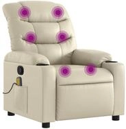 vidaXL Sessel Massagesessel mit Relaxfunktion, Kunstleder, Creme (1-St)