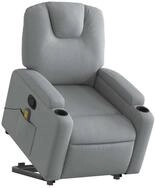 vidaXL Sessel Massagesessel mit Aufstehhilfe Hellgrau Stoff (1-St)
