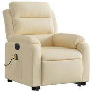 vidaXL Sessel Elektrischer Massagesessel mit Aufstehhilfe Creme Stoff (1-St)