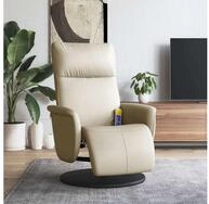 vidaXL Massagesessel, Massagesessel mit Fu&szlig;teil Creme Kunstleder