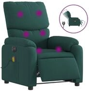 vidaXL Massagesessel, Relaxsessel Elektrisch Dunkelgr&uuml;n Stoff