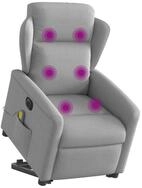 vidaXL Massagesessel, Massagesessel mit Aufstehhilfe Elektrisch Wolkengrau Stoff
