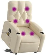 vidaXL Massagesessel, Relaxsessel mit Aufstehhilfe Creme Stoff