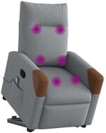 vidaXL Sessel Massagesessel mit Aufstehhilfe Hellgrau Stoff (1-St)