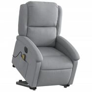 vidaXL Massagesessel, Elektrischer Massagesessel mit Aufstehhilfe Hellgrau Stoff