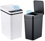 relaxdays M&uuml;lleimer 9L & 15L mit Sensor 2er Set, Schwarz-Wei&szlig;