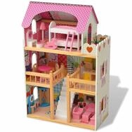 vidaXL Puppenhaus 3-St&ouml;ckiges Puppenhaus Holz 60 x 30 x 90 cm