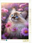 CALVENDO Puzzle CALVENDO Puzzle Ragdoll schaut zwischen vielen zarten rosa...