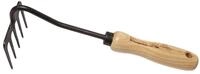 Krumpholz Rechen, mit 14 cm langem Stiel, Handharke 5 Zinken mit Eschengriff