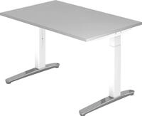 HAMMERBACHER Schreibtisch Schreibtisch C-Fu&szlig; 120x80cm Grau/Wei&szlig;-Alu poliert