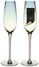 Intirilife Sektglas, 2-tlg., Glas, Champagner Sekt Glas Set Regenbogen Schimmer