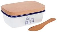 GR&Auml;WE Butterdose GR&Auml;WE Butterdose emailliert, mit Holzdeckel, Stahlblech
