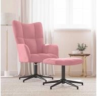 vidaXL Relaxsessel, Relaxsessel mit Hocker Rosa Samt