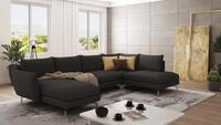 S-Style M&ouml;bel Wohnlandschaft Benita mit Silber Metall F&uuml;&szlig;en, Ottomane links...