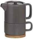 Secret de Gourmet Kanne Teekanne mit Tasse NATURAL, 400 ml + 250 ml, Secret de