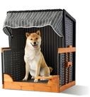 relaxdays Haustierstrandkorb Hundestrandkorb Holz & Rattan inkl. Napf, BxTxH: