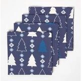 Homescapes Stoffserviette Weihnachtsservietten Winterland, 4er Set, blau
