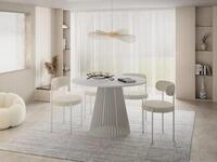 WFL GROUP Esstisch Naro ausziehbar rund modern mit wei&szlig;en Metallbeinen (MADE...