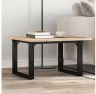 vidaXL Couchtisch, Couchtisch O-Gestell 60x60x40cm Massivholz Kiefer und Stahl