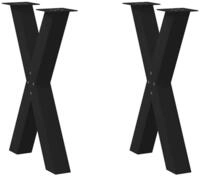 vidaXL Tischbein Esstischbeine X-Form 2 Stk. Schwarz 60x(72-73) cm Stahl