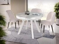 WFL GROUP Esstisch Lume Wei&szlig; ausziehbar rund modern mit wei&szlig;en Holzbeinen...