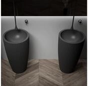 Bernstein Waschtisch TWZ316 50cm Schwarz matt, Standwaschbecken S&auml;ule schwarz...