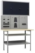 vidaXL Werkbank Werkbank mit 3 Werkzeugw&auml;nden und 1 Wandschrank, (1-tlg)