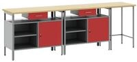 vidaXL Werkbank Werkbank-Set 3 pcs Schwarz und Grau Pulverbeschichteter Stahl,