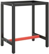 vidaXL Tischbein Werkbankgestell Mattschwarz und Mattrot 70x50x79 cm Metall