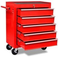 vidaXL Rollwagen Roter Werkstattwagen 5 Schubladen, (1 St)