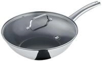 Berndes Wok Wokpfanne 30 cm aus Edelstahl mit Glasdeckel, Edelstahl