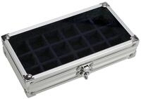 Safe-Album Vitrine Aluminium-Sammelvitrine mit 18 F&auml;chern & Velours-Einsatz I...