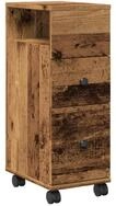 vidaXL Midischrank Badschrank Schmal mit Rollen Altholz-Optik Holzwerkstoff...