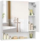 VASAGLE Spiegelschrank Badschrank Breite 70-90cm, mit 3 T&uuml;ren, offenes Fach,